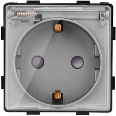 EU Socket with Cover, Module- GRAY