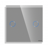 Small Touch Switch Glass Panel 2-gang, GRAY